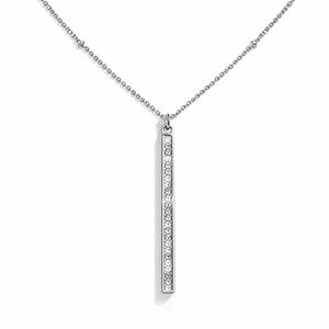 NWT APT. 9 Silver Tone Rhinestone Bar Pendant Necklace 32” Long